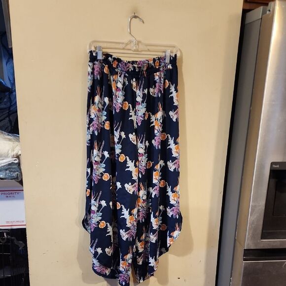Blue and Pink High-Low Maxi crop pants  flowey for Casual Wear or dress up - Picture 1 of 4